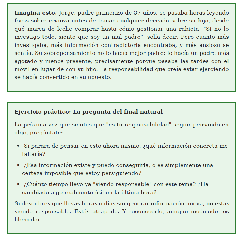 Relato sobre el sobrepensamiento en la crianza y un ejercicio práctico para evitar el agotamiento.